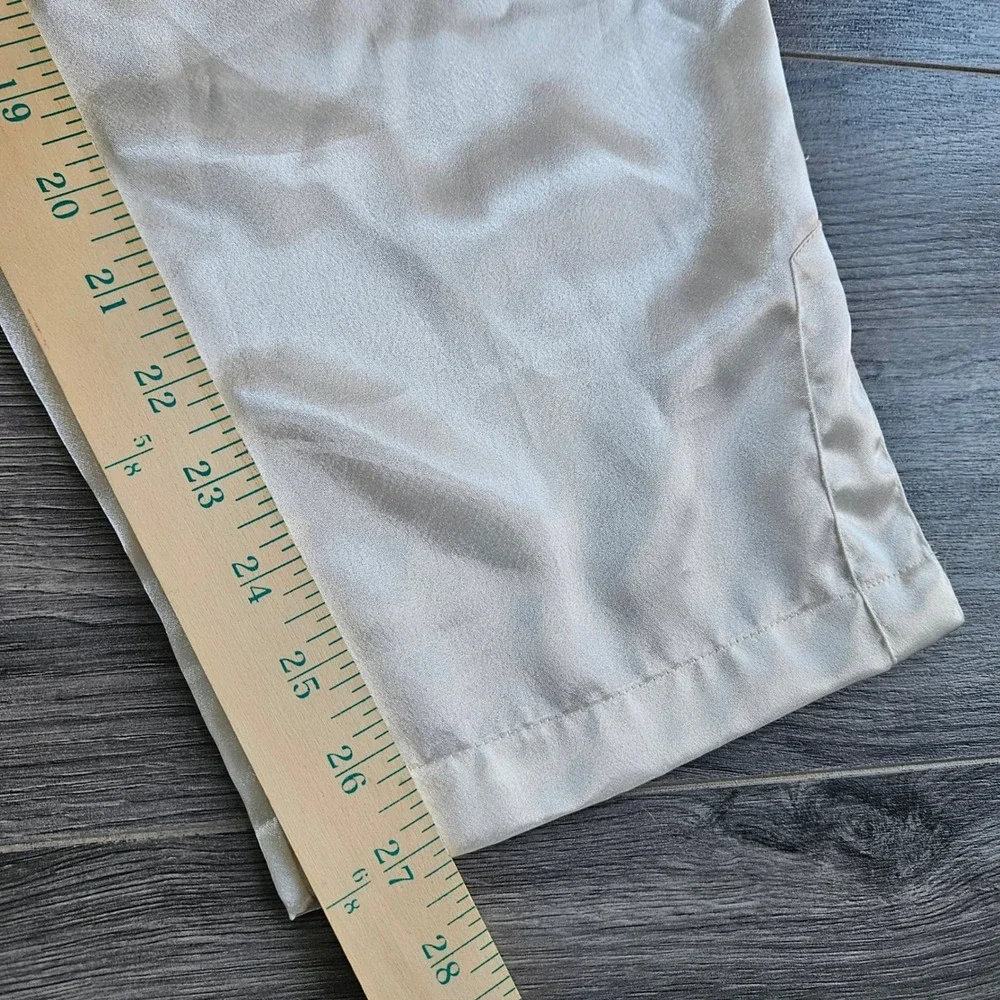 Vintage Victorias Secret Gold Label Pajama 2 Pc Set Ivory Satin Floral Stripe M - Picture 14 of 14